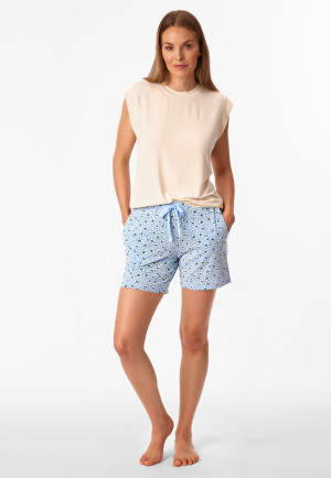 Hose kurz hellblau gemustert - 95/5