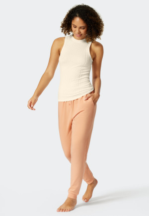 Top seamless Lyocell rib look off-white - Lounge Seamless