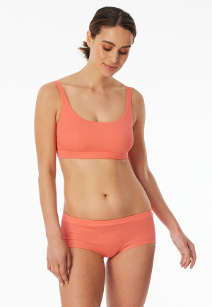 Brassière côtelé brossé en coton bio pêche - Pure Rib