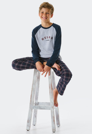 Pajamas long interlock organic cotton heather gray - Teens Nightwear