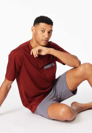 Pigiama corto a fantasia rossa - Comfort Nightwear