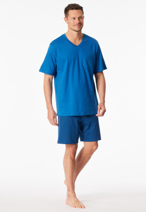 Short pyjamas V-neck chest pocket aquarium patterned - Comfort Essentials