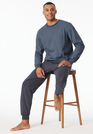 Pyjama long poignet poche poitrine graphite imprimé - Comfort Essentials