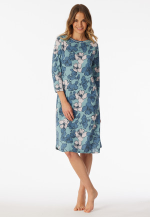 Chemise de nuit manches 3/4 imprimé fleuri minéral - Comfort Nightwear
