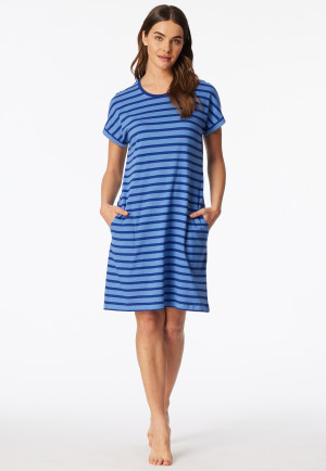 Sleep shirt short sleeve stripes royal - Casual Essentials