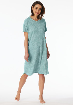 Sleep shirt short sleeve palm tree print jade - Comfort Nightwear
