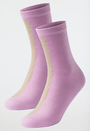 Damensocken 2er-Pack Organic Cotton Colour Blocking rosa/nude - 95/5