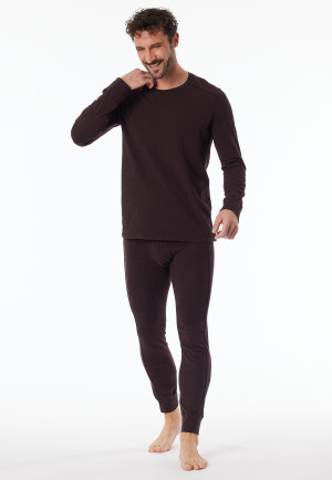 Shirt langarm braun meliert - Comfort Fit