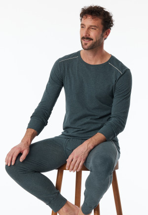 Shirt langarm blau meliert - Comfort Fit