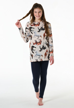 Schlafanzug lang Organic Cotton Leggings Pferde off-white - Horse World