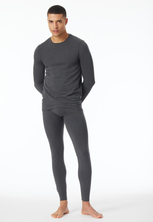 Shirt langarm wärmend dunkelgrau meliert - Casual Warming