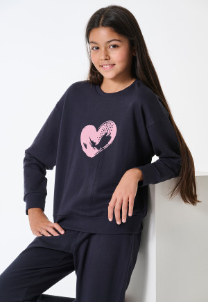 Pyjamas long sweatware cuffs navy - Nightwear
