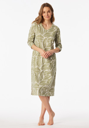 Sleep shirt long-sleeve lime patterned - Comfort Essentials