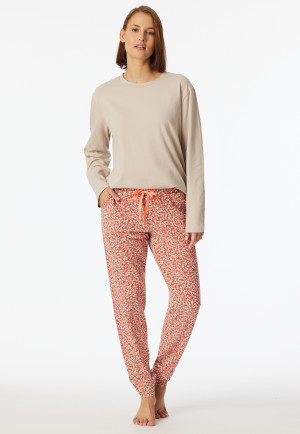 Hose lang Bündchen Blumen pfirsich - Mix+Relax