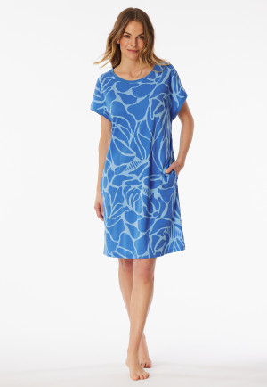 Sleep shirt short sleeve interlock light blue - Modern Nightwear