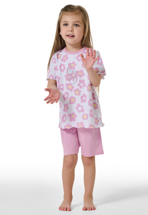 Pigiama corto Orlo arrotolato fiori bianco - Girls World