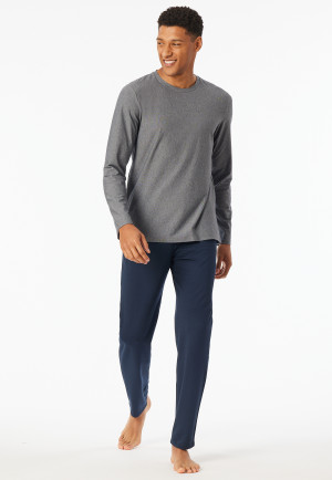 Pyjama long rayures bleu nuit - Selected Premium Jacquard