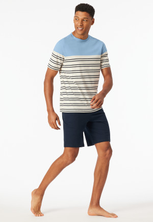 Schlafanzug kurz Ringel pacific blue - Casual Nightwear