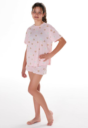 Pigiama corto rosa arcobaleno - Teens Nightwear