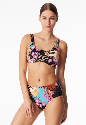 Bikinihose Jersey Blumen multicolor - Aqua