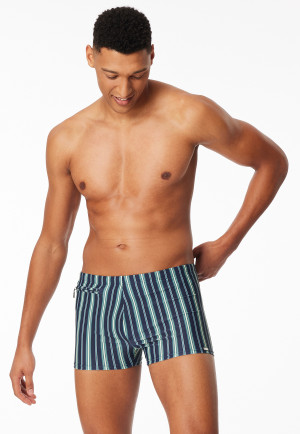 Badehose mit Reißverschlusstasche Jersey Streifen lime - Aqua