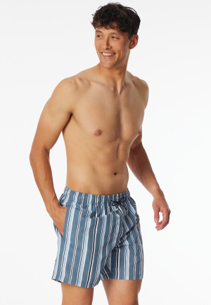 Short de bain matière tissée recyclée rayures bleu atlantique - Aqua