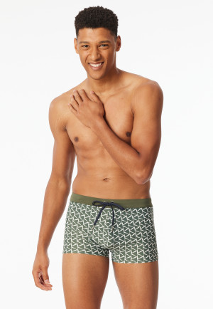 Slip de bain recyclé en tricot kaki imprimé - Aqua