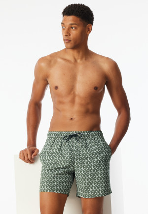 Short de bain matière tissée recyclée kaki imprimé - Aqua
