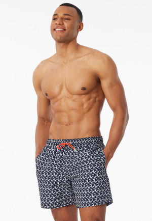 Short de bain matière tissée recyclée bleu nuit imprimé - Aqua