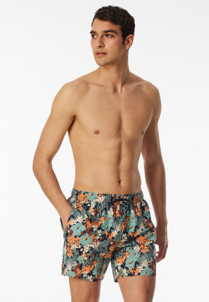 Badeshorts Webware recycelt Blumen multicolor - Aqua