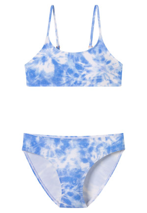Bikini bustier en tricot recyclé SFP 40+ Batik aquarium - Aqua