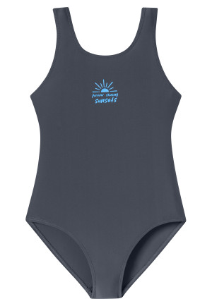 Maillot de bain tricot recyclé SFP 40+ sport scolaire graphite - Aqua