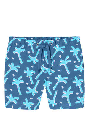 Short de bain matière tissée recyclée SFP 40+ Palmier air - Aqua