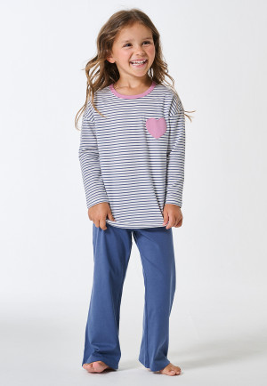 Long pyjamas striping heart denim blue - Kids Nightwear
