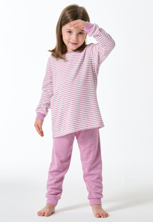 Long pyjamas terry towelling striping stripes orchid - Kids Nightwear