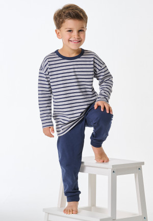 Pyjama long poignet rayures bleu foncé - Kids Nightwear
