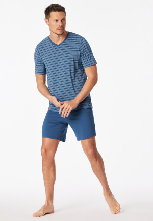 Pigiama corto a righe blu atlantico - Long Life Soft