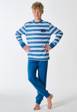 Pyjama long poignet rayures bleu - Teens Nightwear