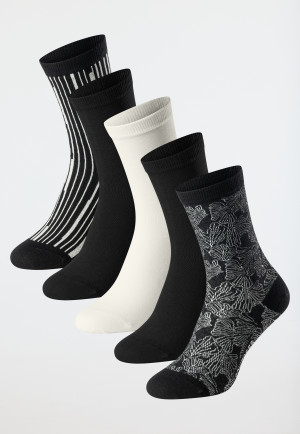 Calzini da donna confezione da 5 pezzi in cotone organico a fiori multicolore - Fashion