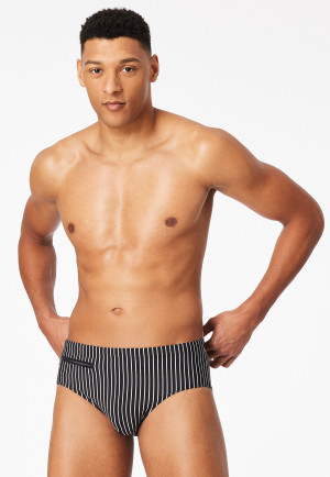 Badehose Reißverschlusstasche schwarz gestreift - Aqua