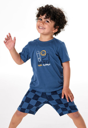 Pigiama corto a quadretti blu atlantico - Kids Nightwear