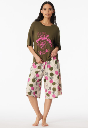 Pyjamas 3/4 length pomegranate olive - Casual Fashion