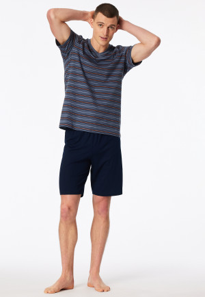 Short pyjamas striping blue-grey - Casual Nightwear