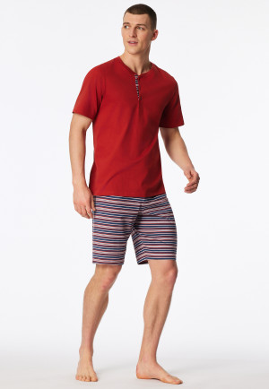 Pigiama corto con abbottonatura rossa - Casual Nightwear