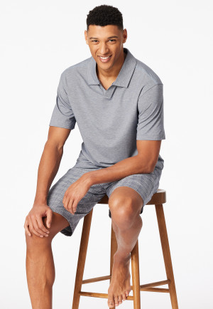 Short pyjamas jacquard polo collar admiral chequered - Selected Premium