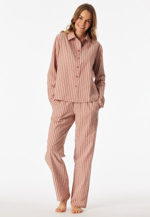 Pyjama lang Webware Streifen terracotta - Selected Premium