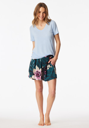 T-shirts à manches courtes encolure en V bleu clair - Mix+Relax