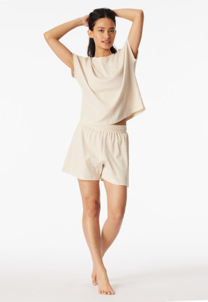 Schlafanzug kurz Feinripp Jacquard pearl - Casual Feel