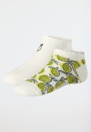 Women's socks sneakers 2-pack lemons white - Fashion