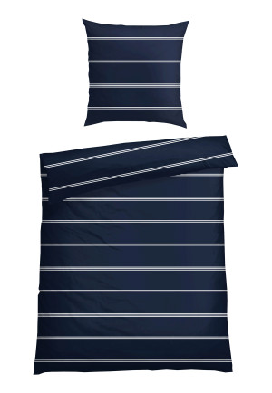 Bed linen 2-piece Renforcé dark blue striped - SCHIESSER Home